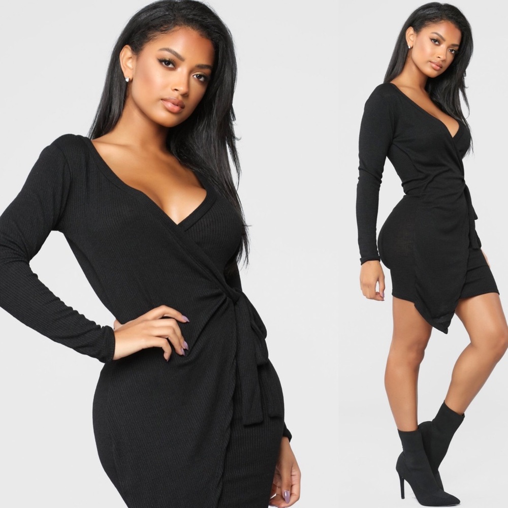 Natasha Wrap Dress - Black